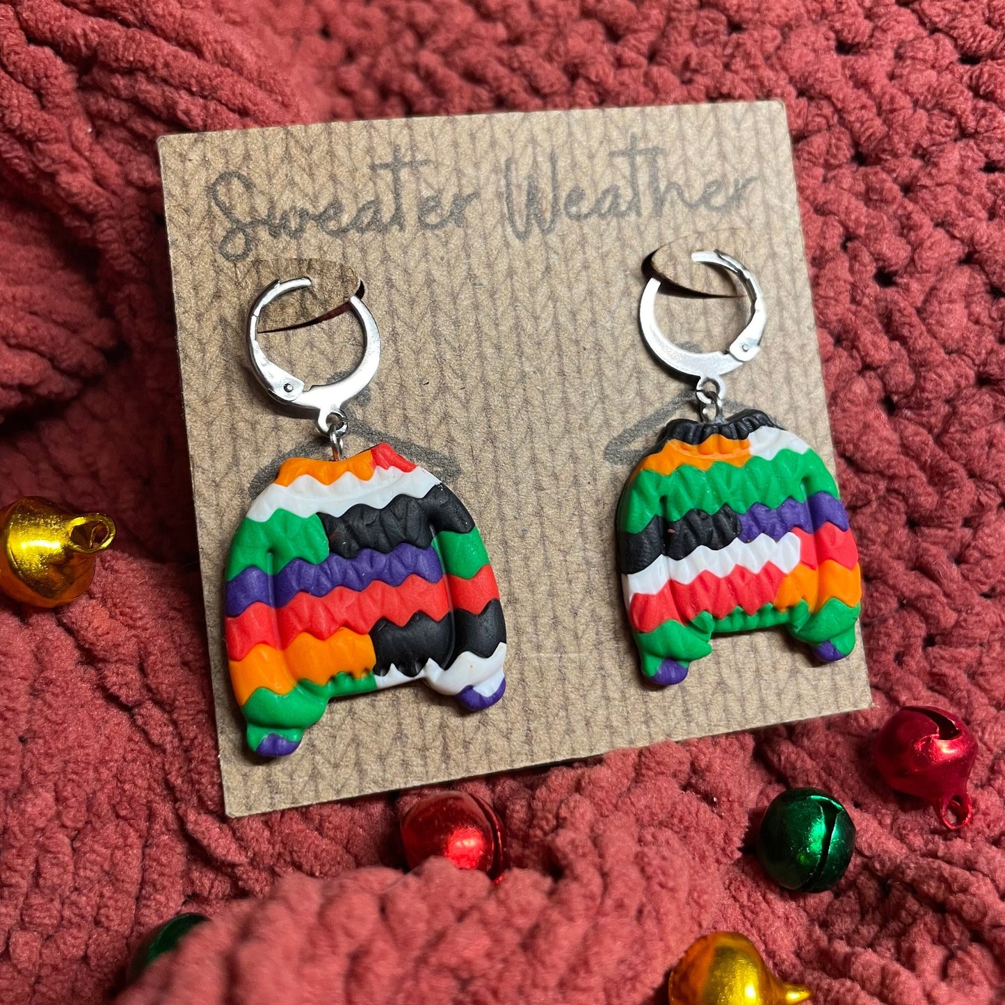 Sweater weather ugly jumper earrings