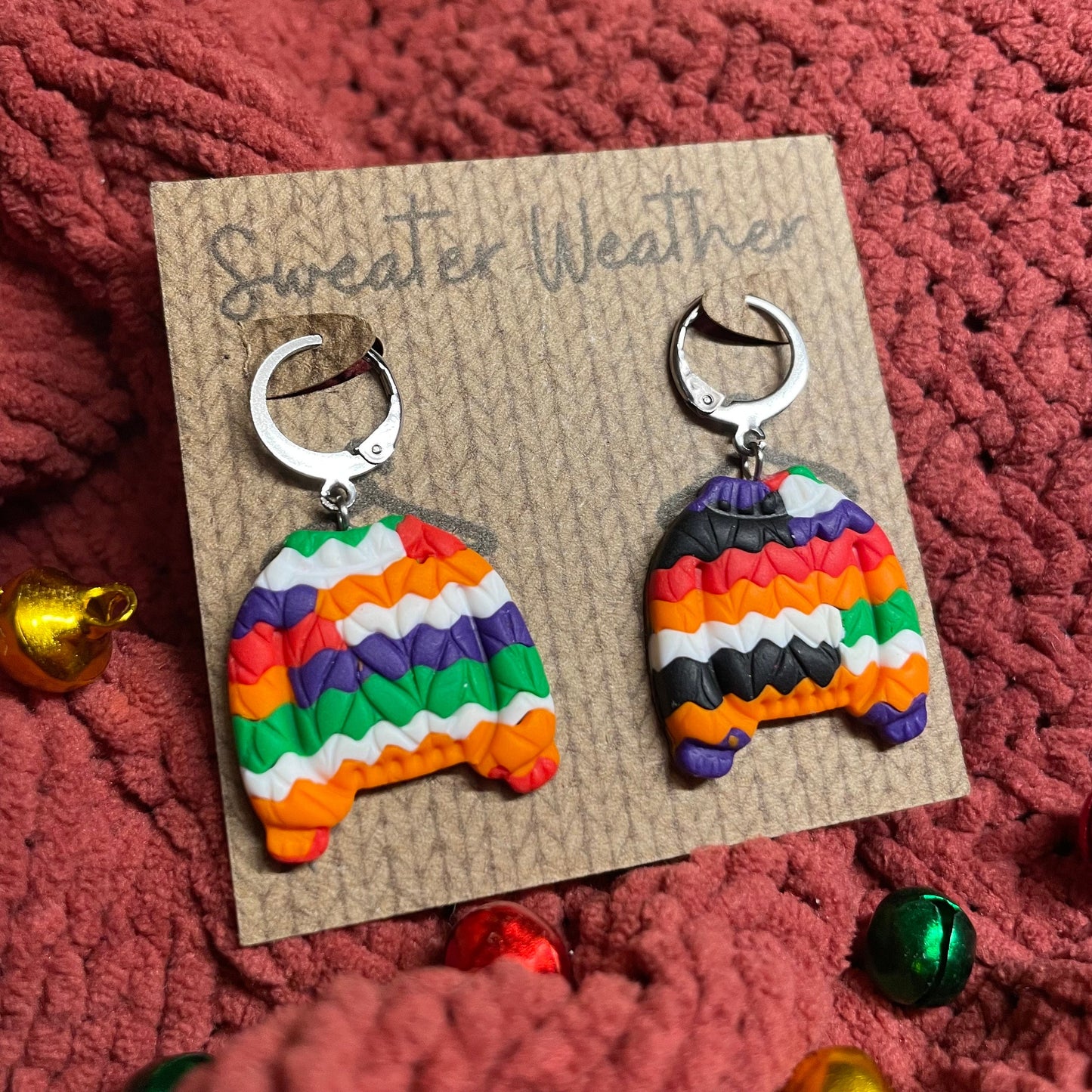 Sweater weather ugly jumper earrings