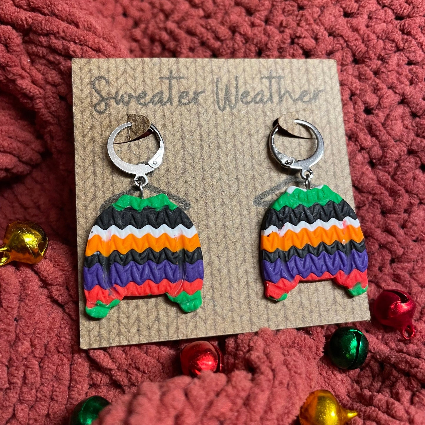 Sweater weather ugly jumper earrings