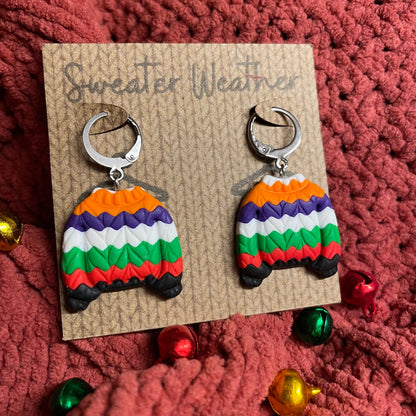 Sweater weather ugly jumper earrings