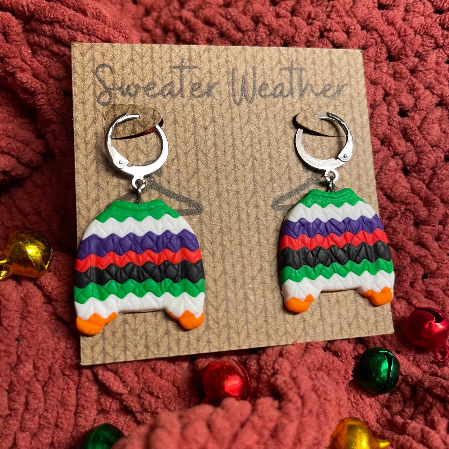 Sweater weather ugly jumper earrings