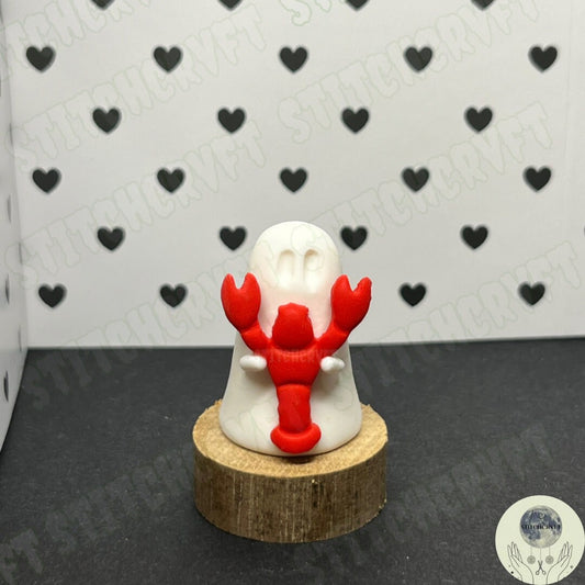 Ghost holding tiny lobster | Handmade to order