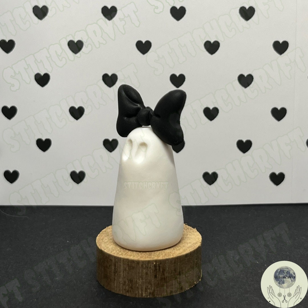 Ghost wearing bow | Handmade to order